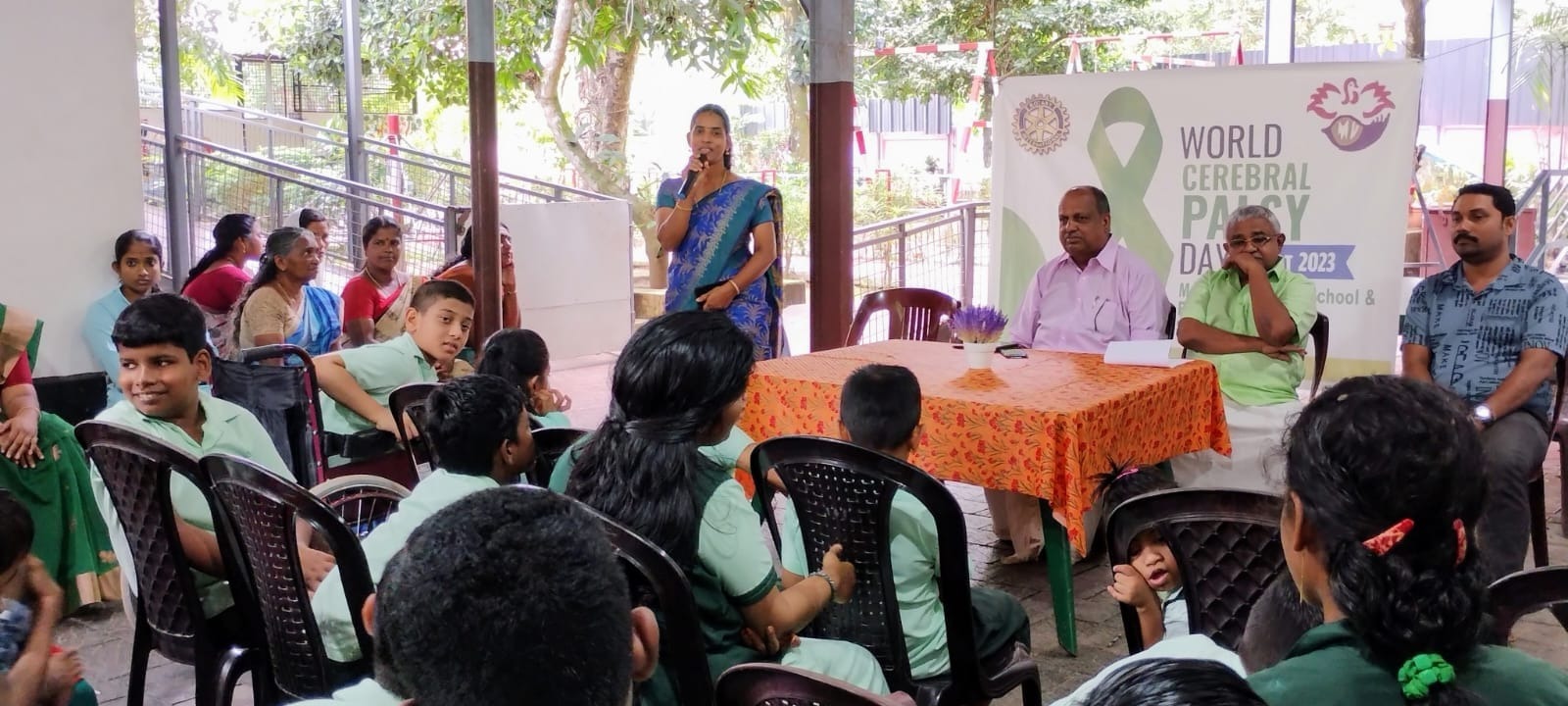 Students, parents, and dignitaries come together at Manovikas Special School to mark World Cerebral Palsy Day 2023.